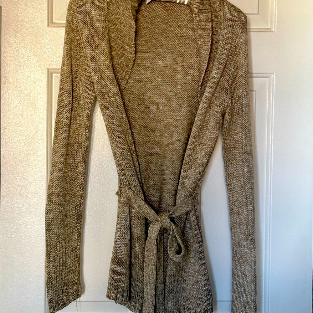 MASSIMO women’s sweater; beige/knitted(?),with belt,S, slightly used